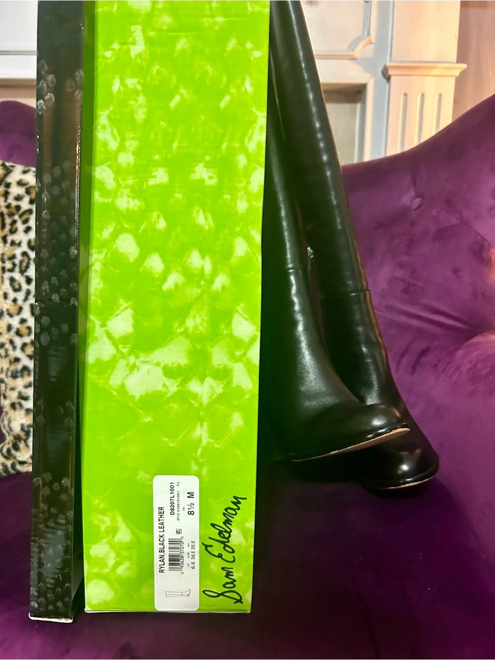Sam Edelman Black Tall Leather Accent Pillow Display